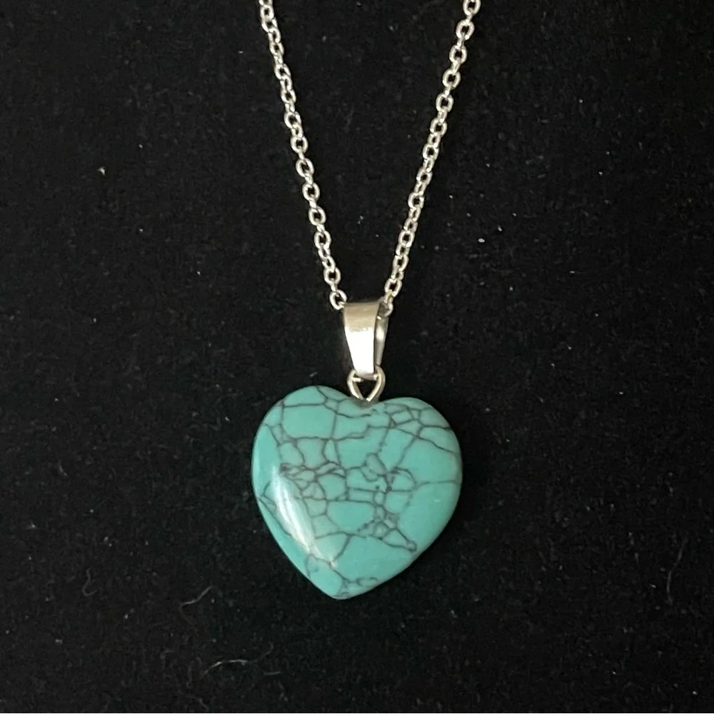 New S925 Sterling Silver Handmade Natural Polished Turquoise Stone 18” Necklace